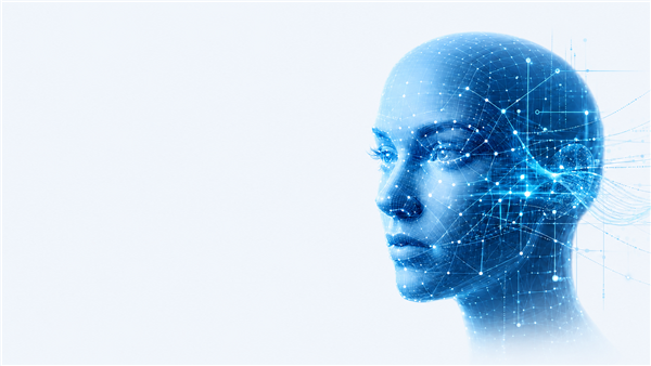 Illustration of contactless facial biomarker scanning technology