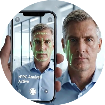Smartphone performing a contactless facial biomarker scan